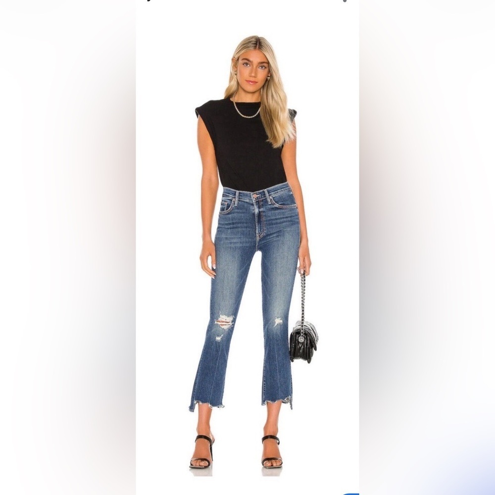 MOTHER The Insider Crop Step Chew Dancing On Coals Distressed Jeans 28